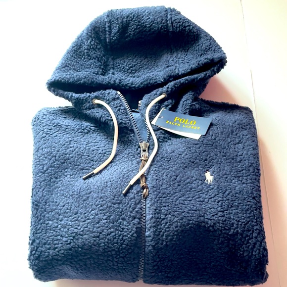 Polo Ralph Lauren Retro Pile Sherpa Fleece Hooded Jacket Large - Picture 1 of 12